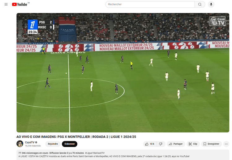 Match de foot diffusé sur CazéTV